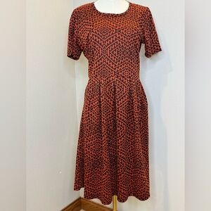 LuLaRoe Black and Red Geometric Midi Dress XL Good Condition